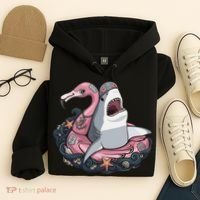 Beach Gone Wild Flamingo Shark Hoodie thumb 4