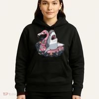Beach Gone Wild Flamingo Shark Hoodie thumb 5
