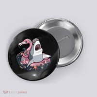 Beach Gone Wild Flamingo Shark Button thumb 0