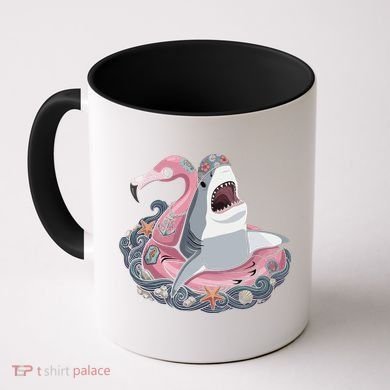 Beach Gone Wild Flamingo Shark Coffee Mug