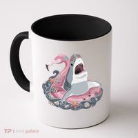 Beach Gone Wild Flamingo Shark Coffee Mug thumb 0