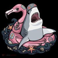 Beach Gone Wild Flamingo Shark Women's Hoodie thumb 2