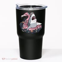 Beach Gone Wild Flamingo Shark Tumbler thumb 0