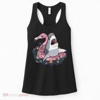 Beach Gone Wild Flamingo Shark Women's Tank Top thumb 0