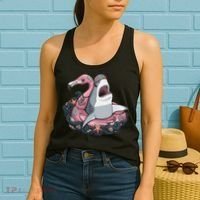 Beach Gone Wild Flamingo Shark Women's Tank Top thumb 2