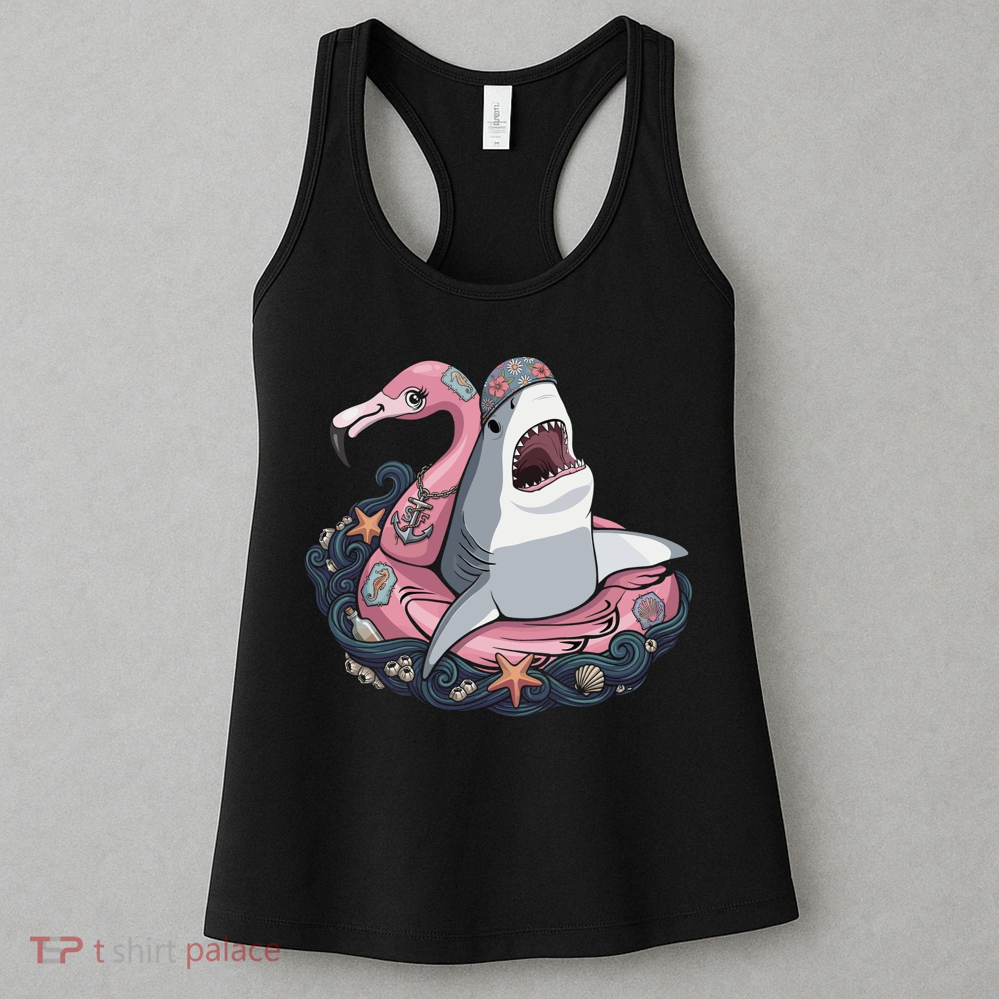 Beach Gone Wild Flamingo Shark Women's Tank Top