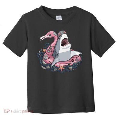 Beach Gone Wild Flamingo Shark Toddler T-Shirt