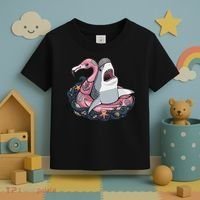 Beach Gone Wild Flamingo Shark Toddler T-Shirt thumb 3