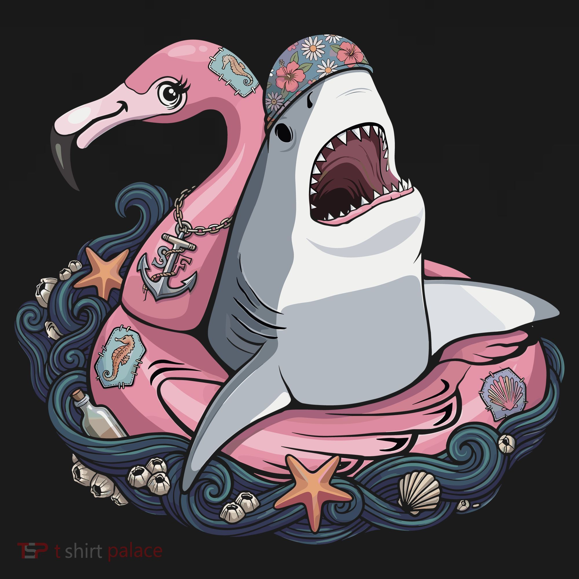 Beach Gone Wild Flamingo Shark Visor