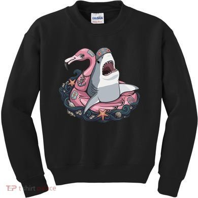 Beach Gone Wild Flamingo Shark Kids Sweatshirt