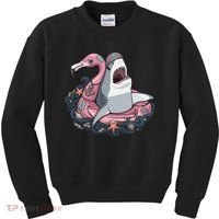 Beach Gone Wild Flamingo Shark Kids Sweatshirt thumb 0