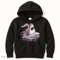 Beach Gone Wild Flamingo Shark Kids Hoodie thumb 0