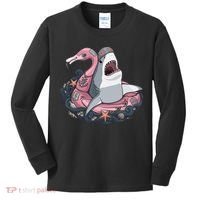 Beach Gone Wild Flamingo Shark Kids Long Sleeve Shirt thumb 0