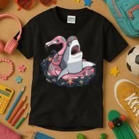 Beach Gone Wild Flamingo Shark Kids T-Shirt thumb 3