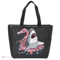 Beach Gone Wild Flamingo Shark Tote Bag thumb 0