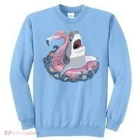 Beach Gone Wild Flamingo Shark Sweatshirt thumb 0