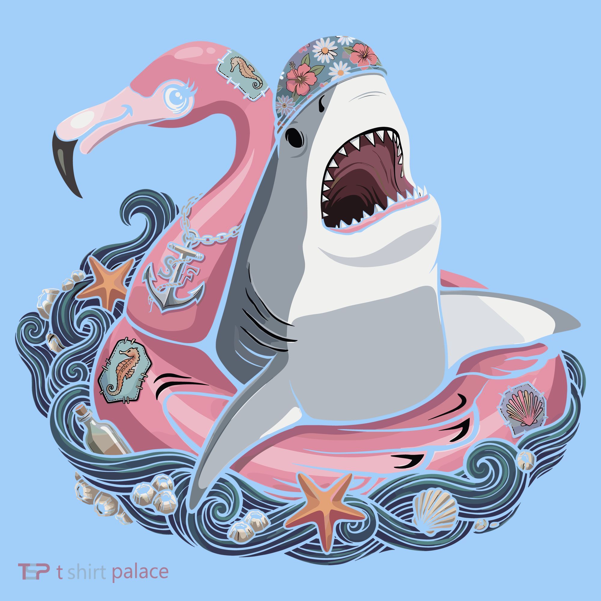 Beach Gone Wild Flamingo Shark Sweatshirt