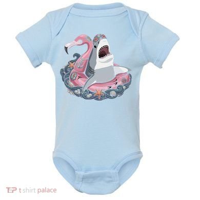 Beach Gone Wild Flamingo Shark Baby Bodysuit