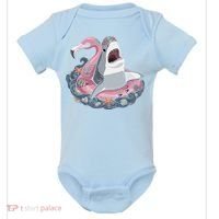 Beach Gone Wild Flamingo Shark Baby Bodysuit thumb 0