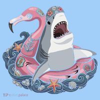 Beach Gone Wild Flamingo Shark Baby Bodysuit thumb 2