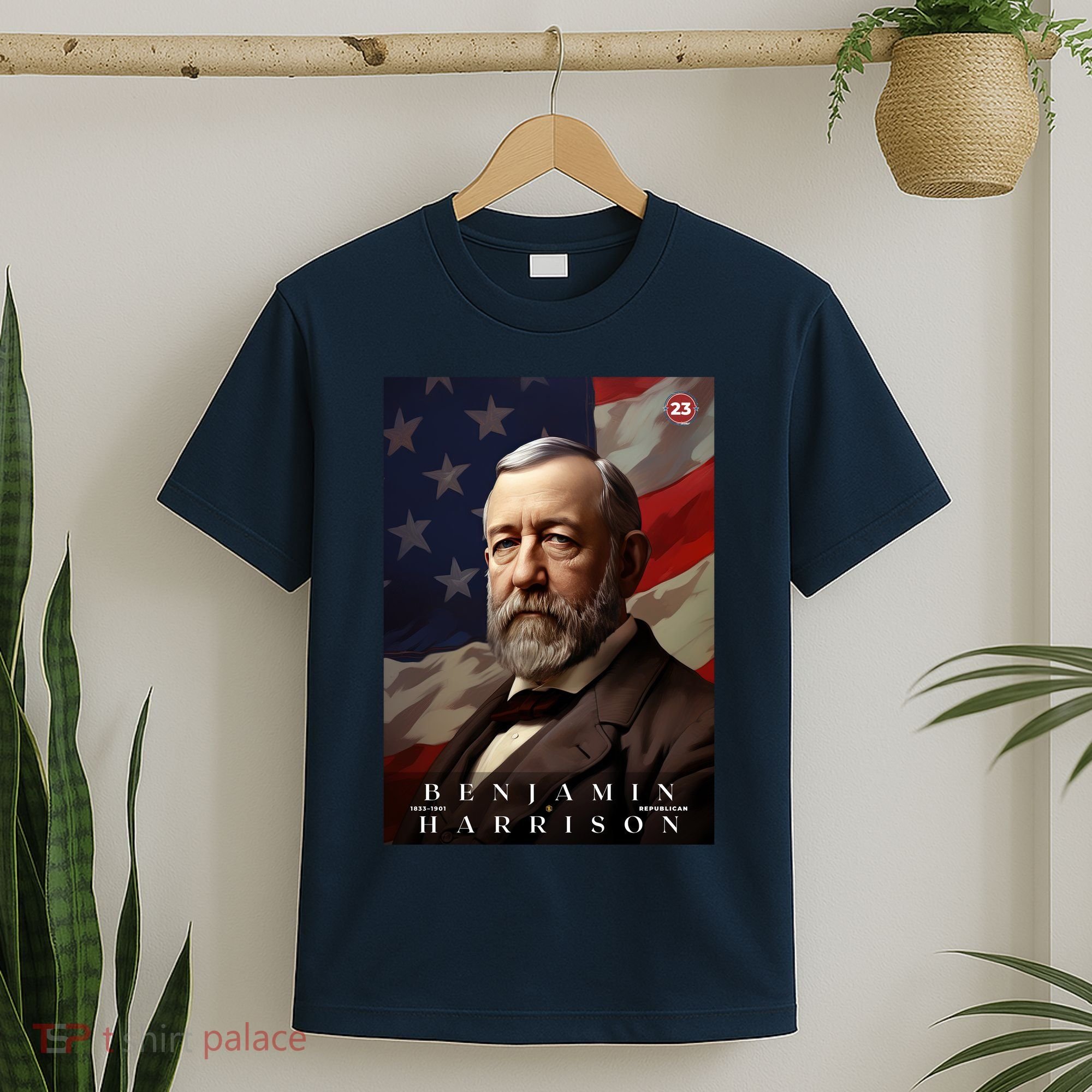 Benjamin Harrison 23rd President Of The United States Portrait T-Shirt