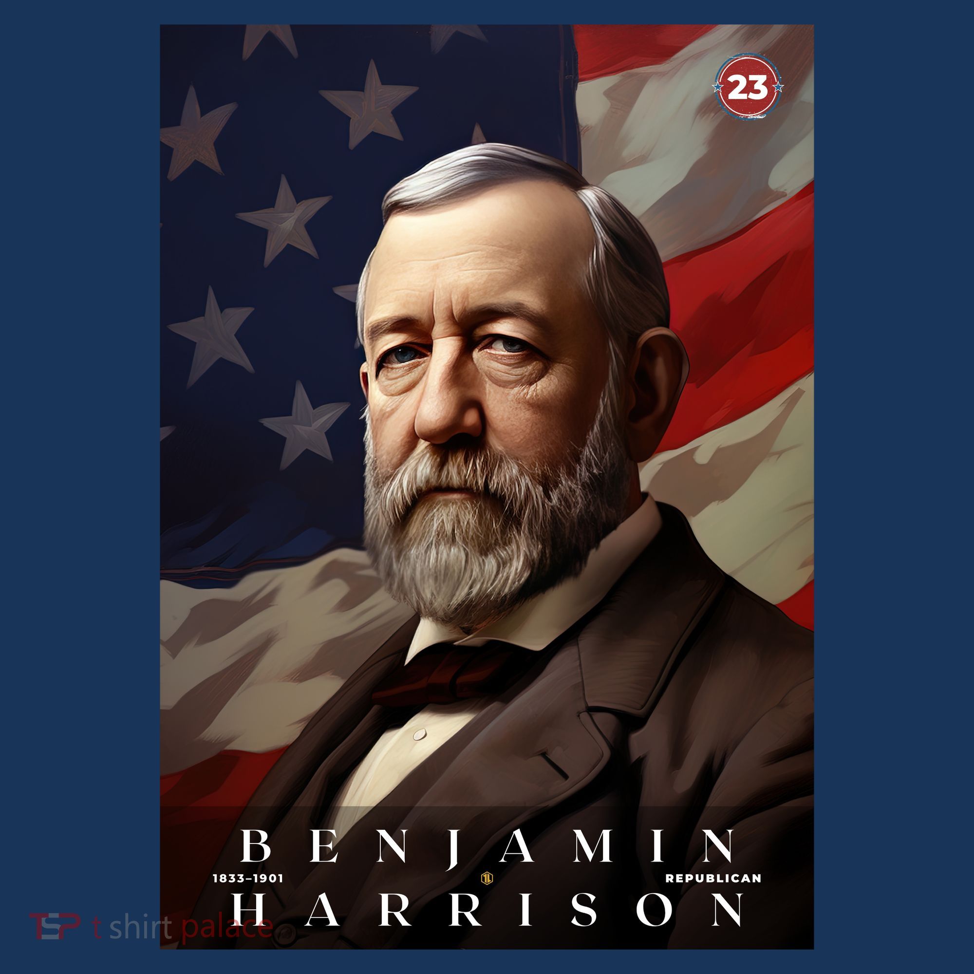 Benjamin Harrison 23rd President Of The United States Portrait T-Shirt