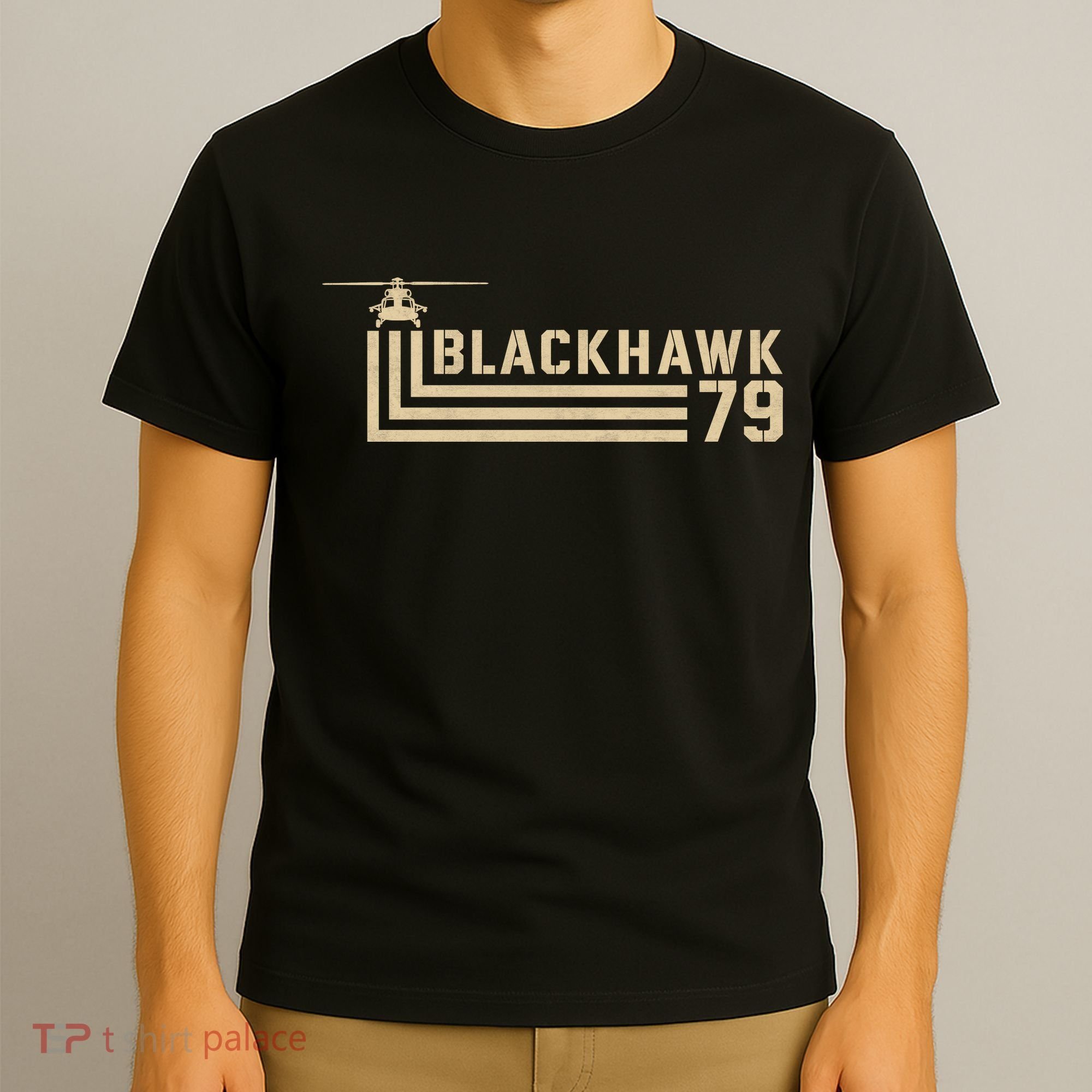 Black Hawk 79 Helicopter Retro T-Shirt