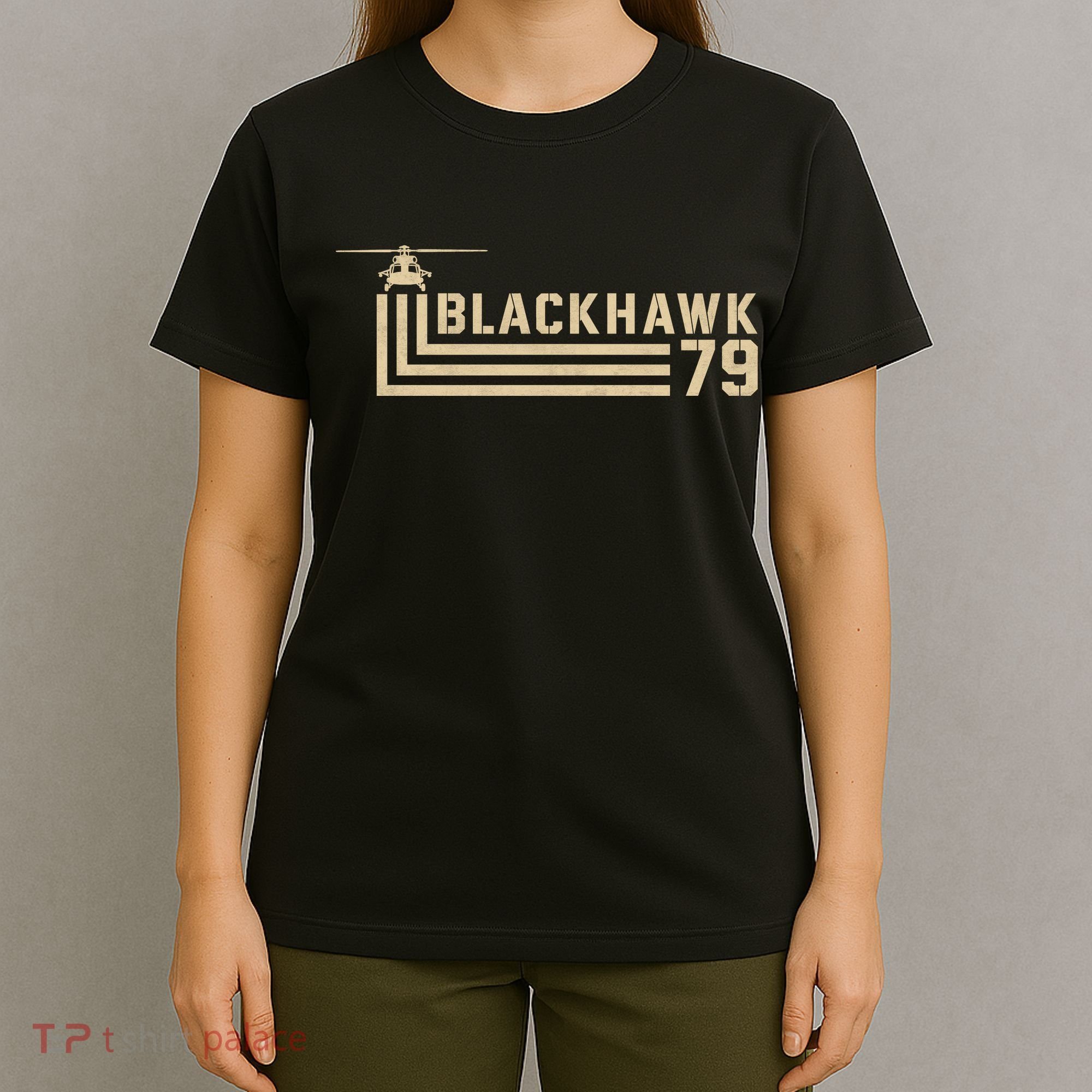 Black Hawk 79 Helicopter Retro T-Shirt