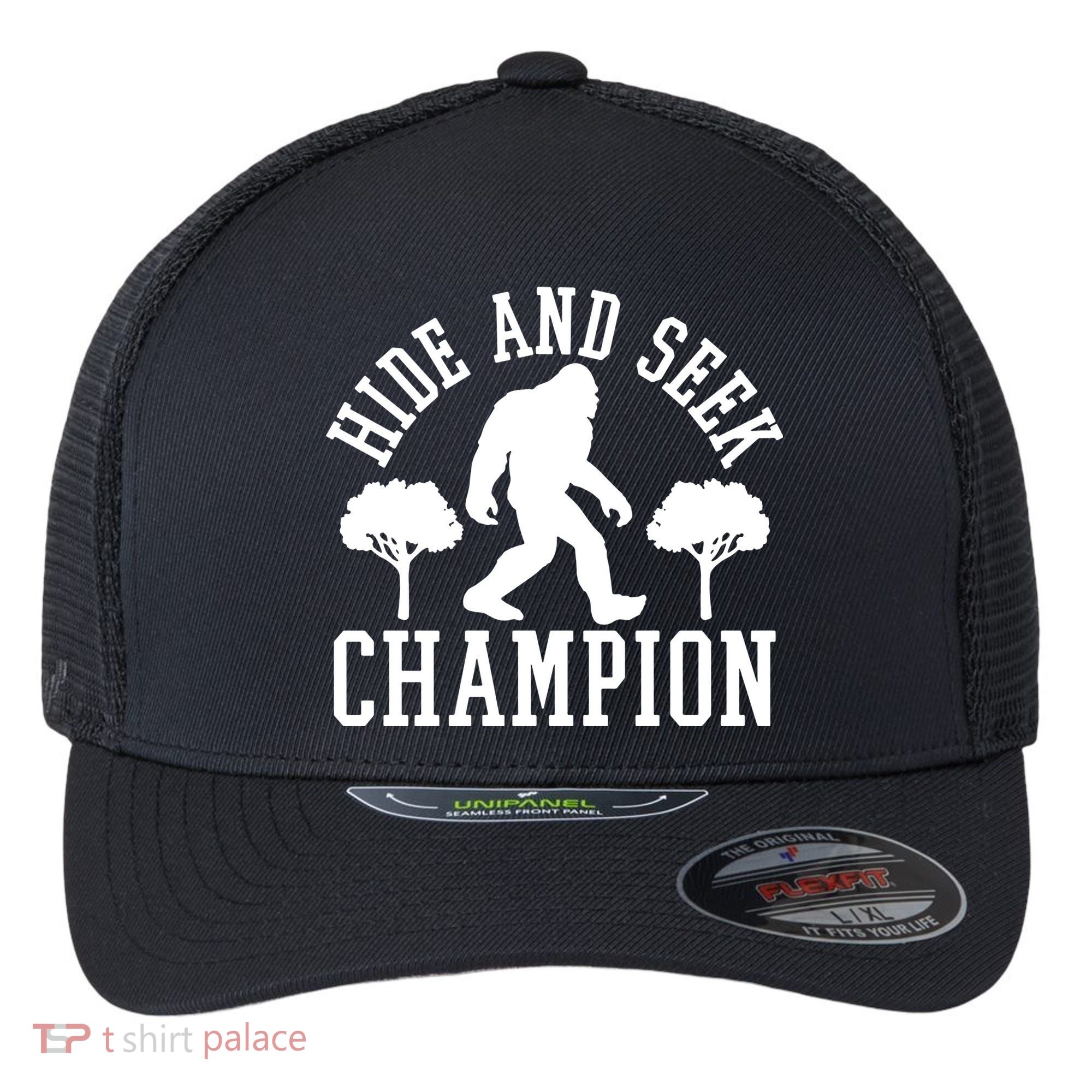 Bigfoot Hide And Seek Champion Flexfit Unipanel Trucker Cap