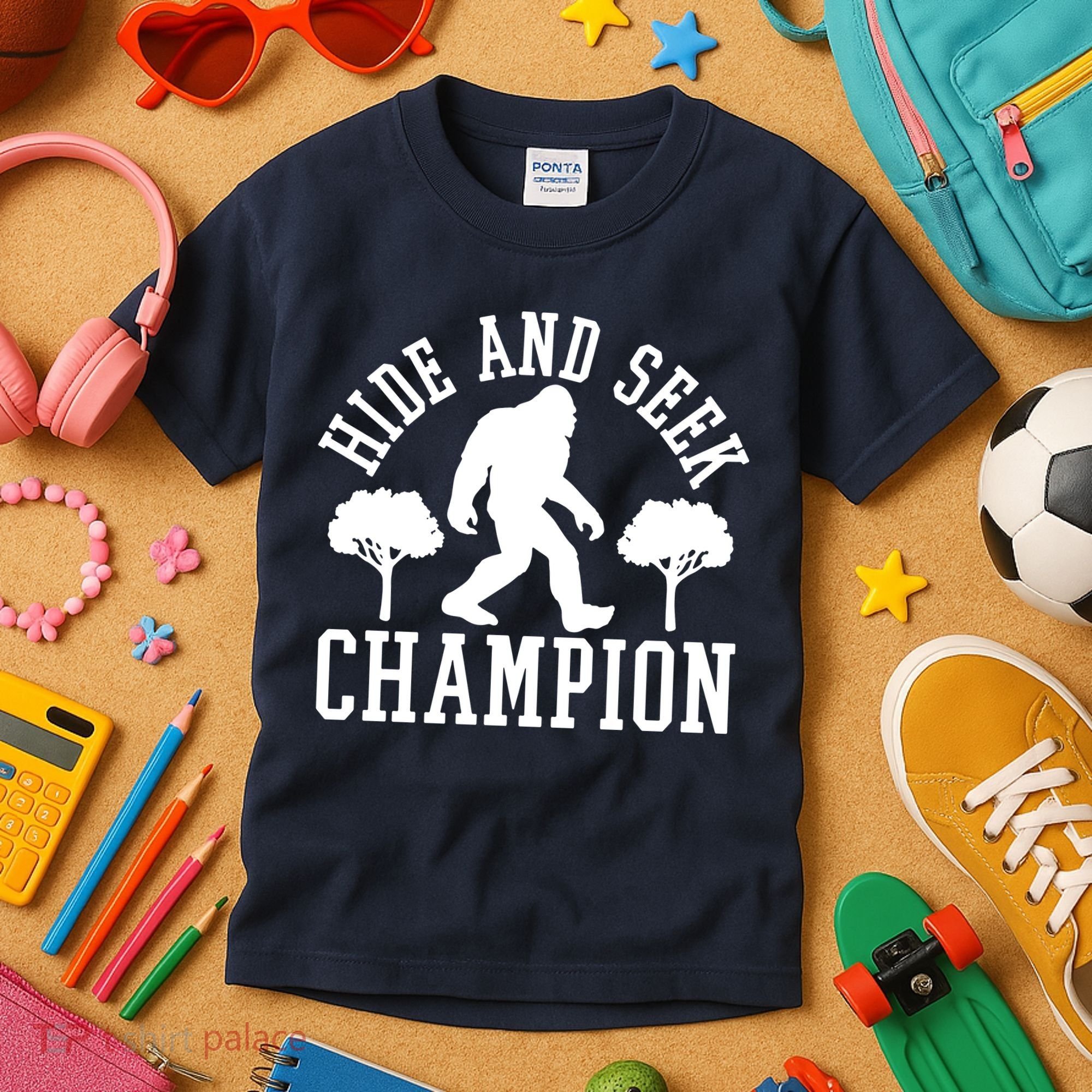 Bigfoot Hide And Seek Champion Kids T-Shirt