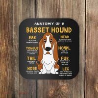 Basset Hound Anatomy Funny Dog Mom Dad Cute Gift Coaster thumb 0