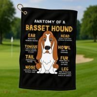 Basset Hound Anatomy Funny Dog Mom Dad Cute Gift Golf Towel thumb 1