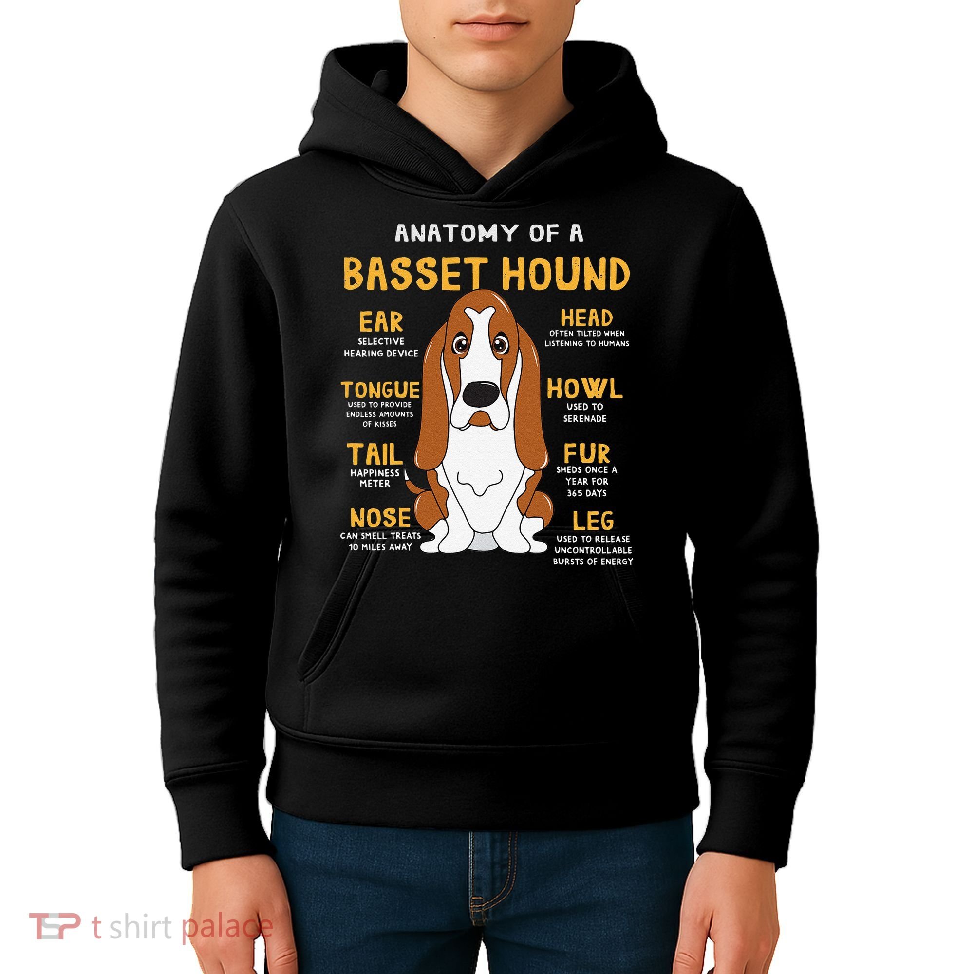 Basset Hound Anatomy Funny Dog Mom Dad Cute Gift Kids Hoodie