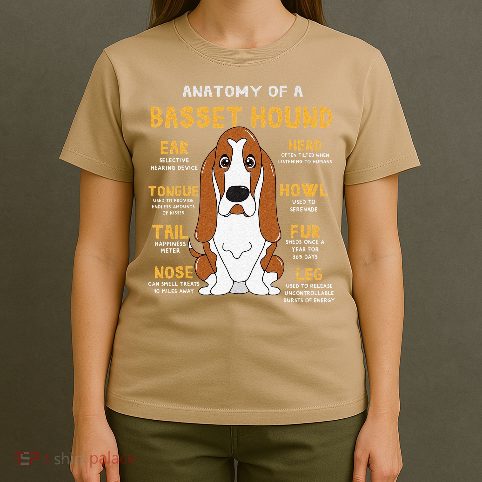 Basset Hound Anatomy Funny Dog Mom Dad Cute Gift T-Shirt