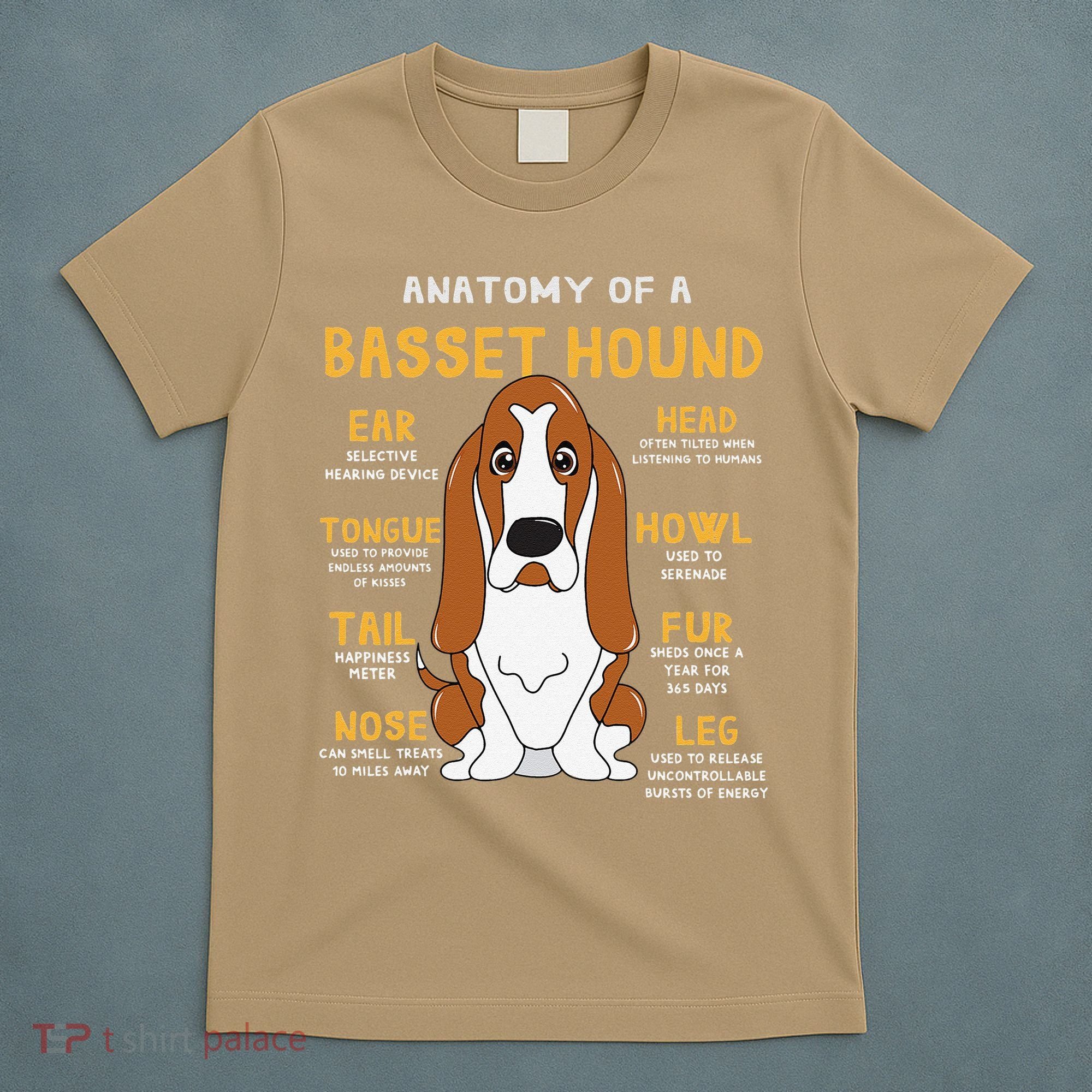 Basset Hound Anatomy Funny Dog Mom Dad Cute Gift T-Shirt