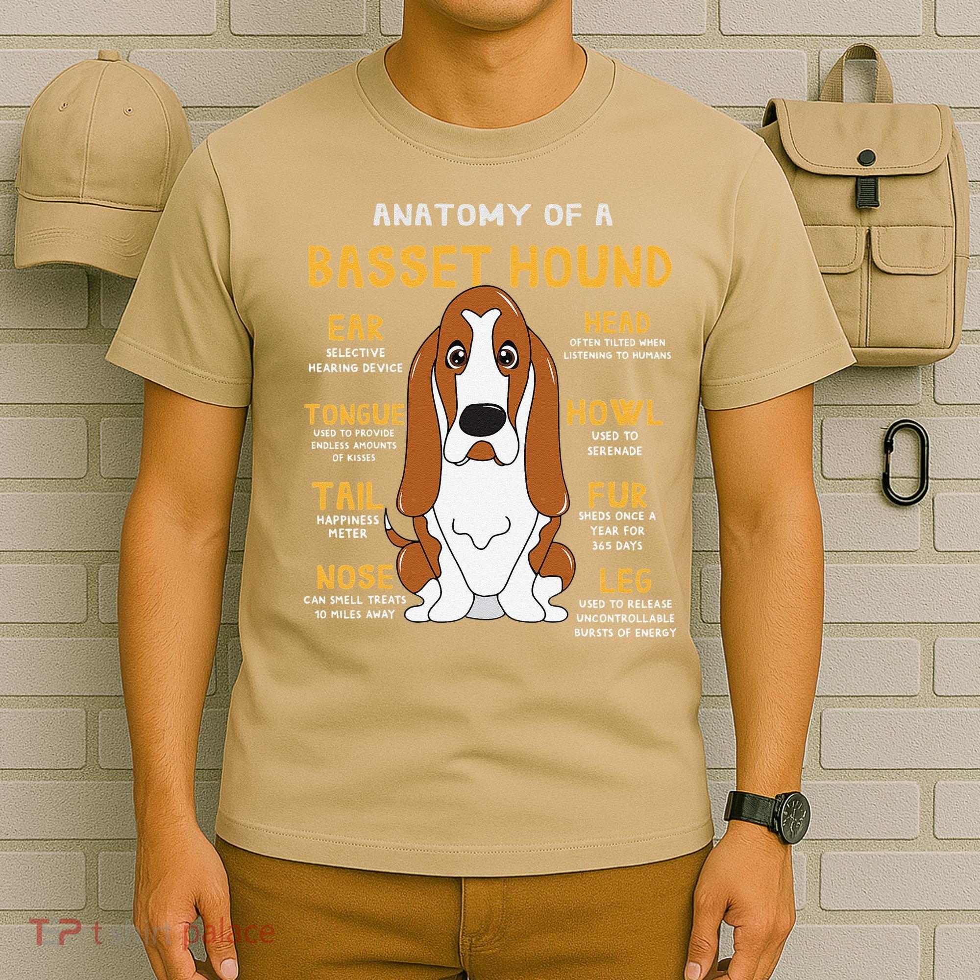 Basset Hound Anatomy Funny Dog Mom Dad Cute Gift T-Shirt