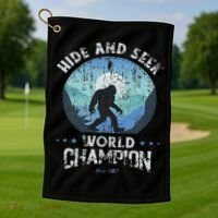 Bigfoo Hide And Seek, Bigfoot Hide And Seek Champion Golf Towel thumb 1