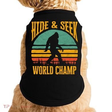 Bigfoot Hide And Seek Champ Sasquatch Retro 70s Gift Doggie Tank