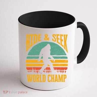 Bigfoot Hide And Seek Champ Sasquatch Retro 70s Gift Coffee Mug back