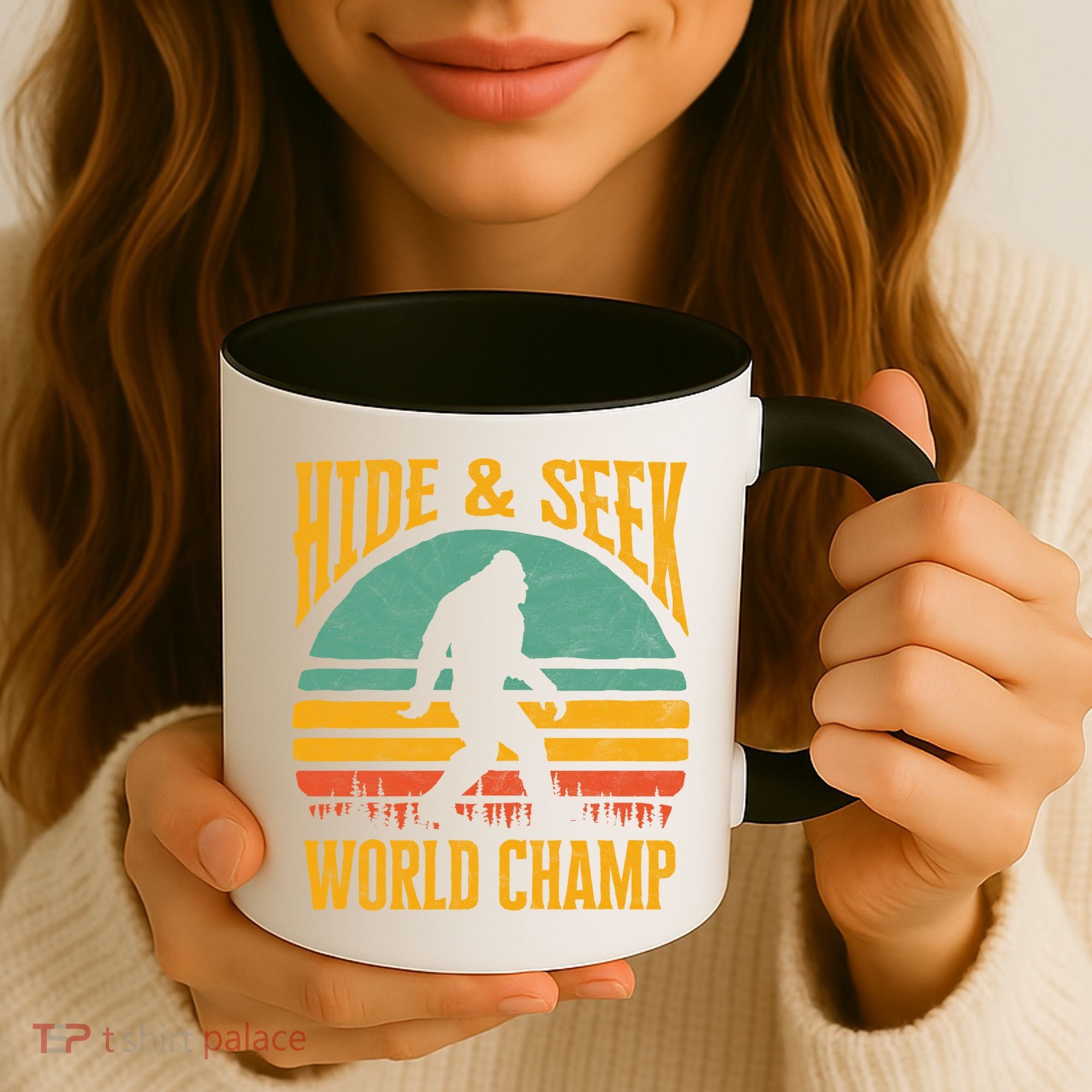Bigfoot Hide And Seek Champ Sasquatch Retro 70s Gift Coffee Mug