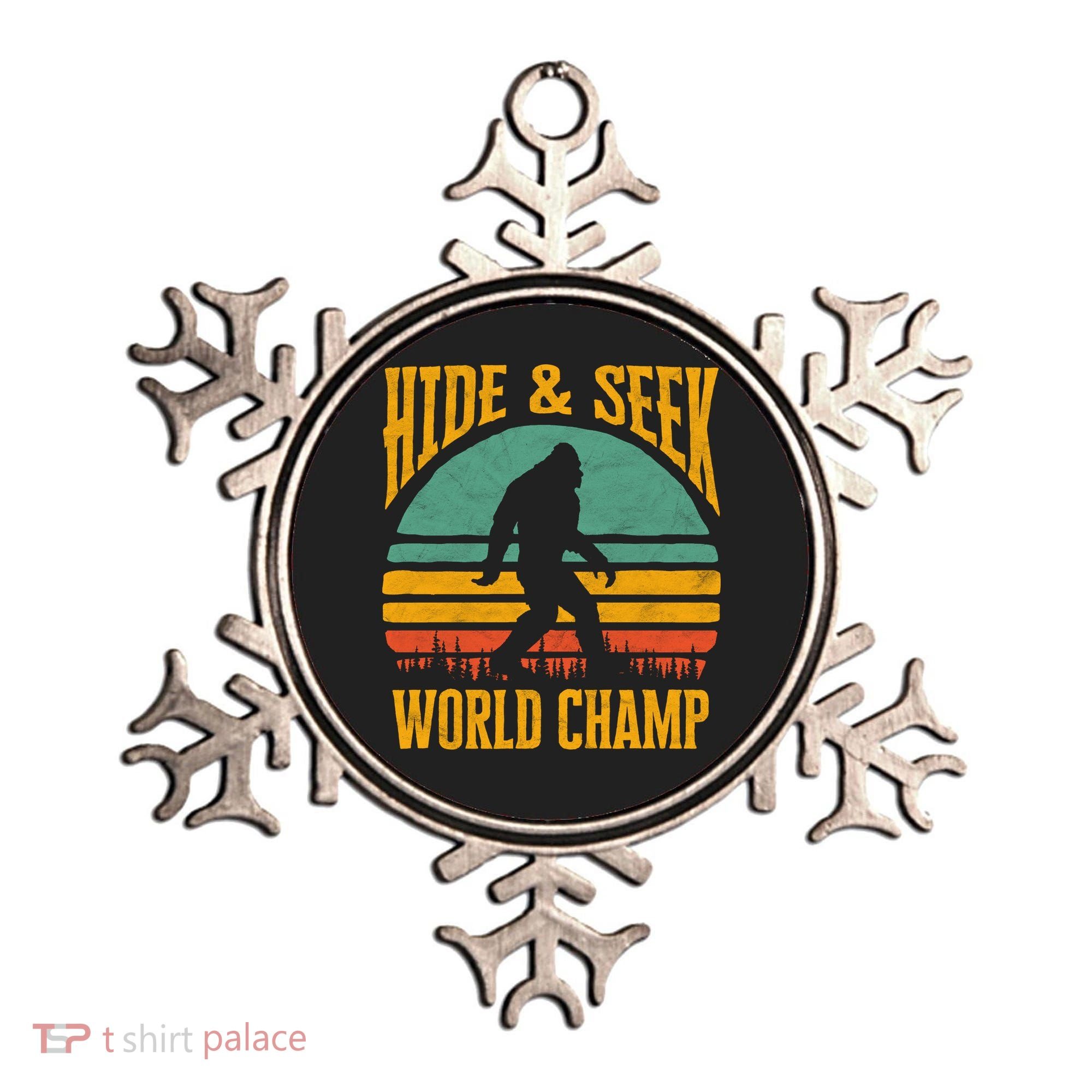 Bigfoot Hide And Seek Champ Sasquatch Retro 70s Gift Ornament