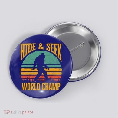 Bigfoot Hide And Seek Champ Sasquatch Retro 70s Gift Button