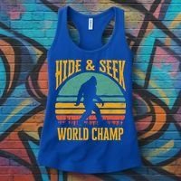 Bigfoot Hide And Seek Champ Sasquatch Retro 70s Gift Women's Tank Top thumb 3