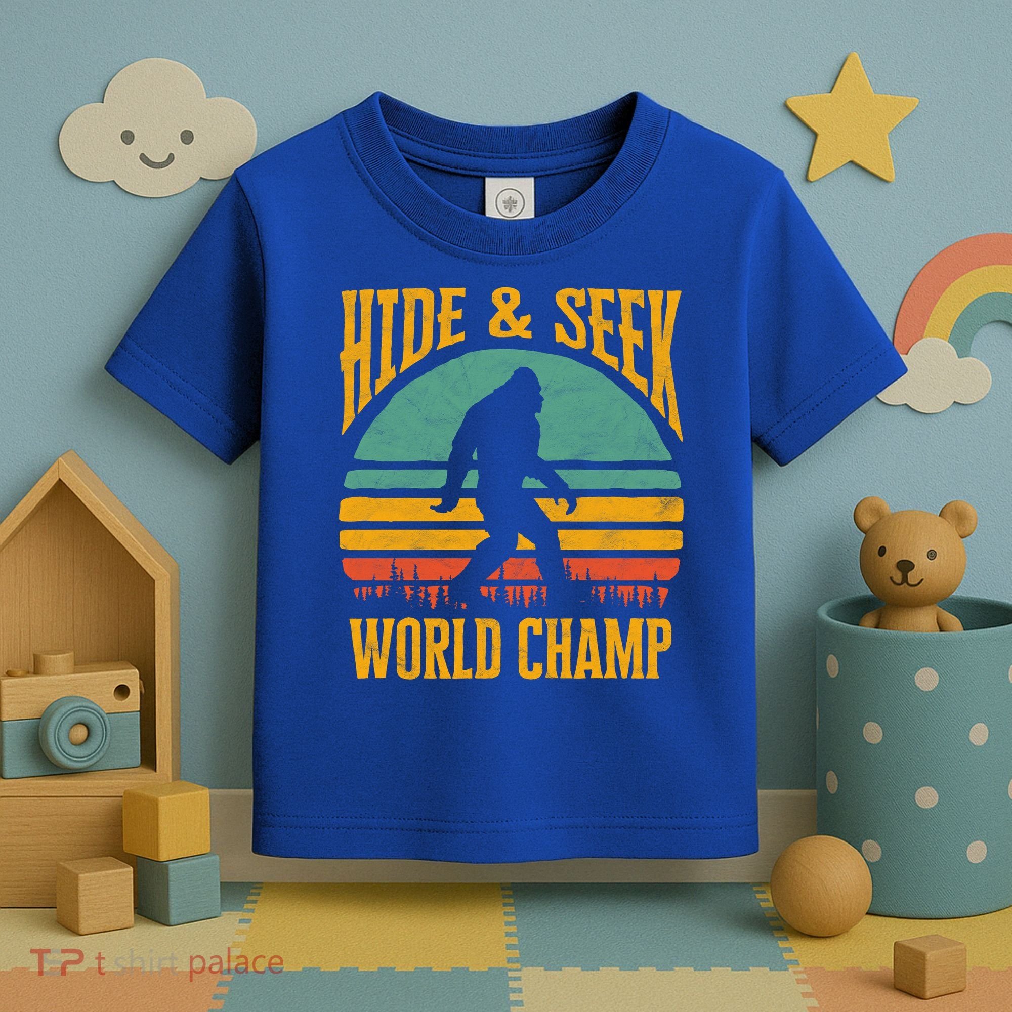 Bigfoot Hide And Seek Champ Sasquatch Retro 70s Gift Toddler T-Shirt