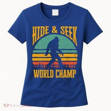 Bigfoot Hide And Seek Champ Sasquatch Retro 70s Gift Women's T-Shirt