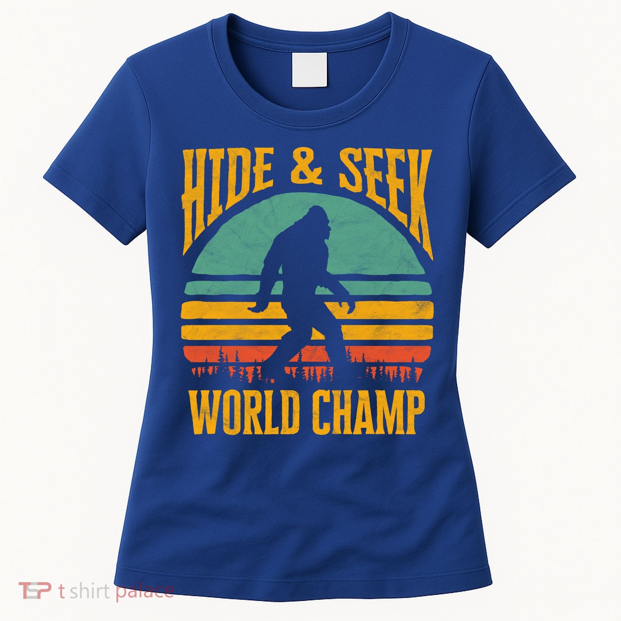 Bigfoot Hide And Seek Champ Sasquatch Retro 70s Gift Women's T-Shirt