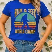 Bigfoot Hide And Seek Champ Sasquatch Retro 70s Gift Women's T-Shirt thumb 2