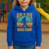 Bigfoot Hide And Seek Champ Sasquatch Retro 70s Gift Kids Hoodie thumb 3