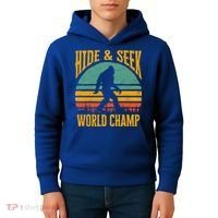 Bigfoot Hide And Seek Champ Sasquatch Retro 70s Gift Kids Hoodie thumb 4
