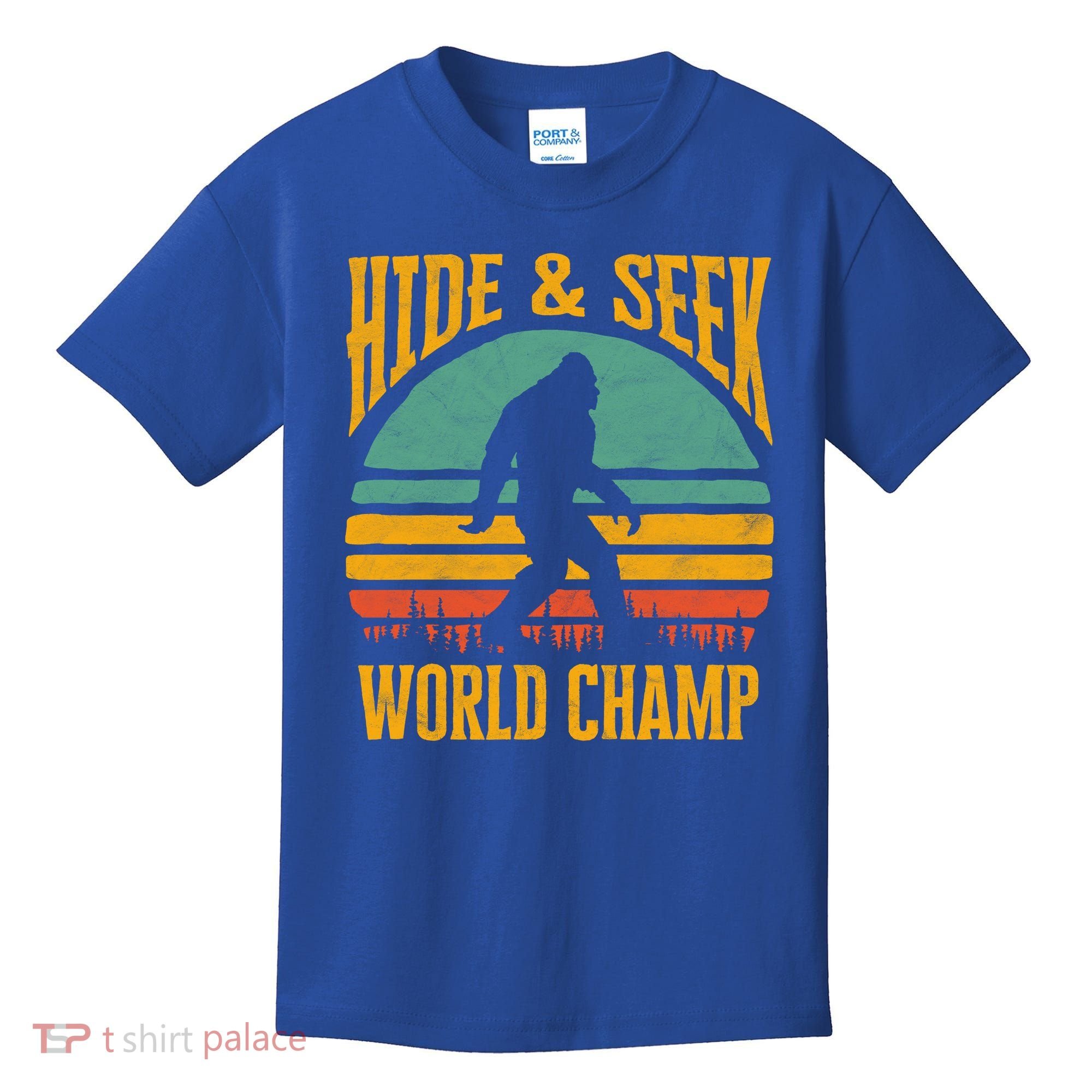 Bigfoot Hide And Seek Champ Sasquatch Retro 70s Gift Kids T-Shirt